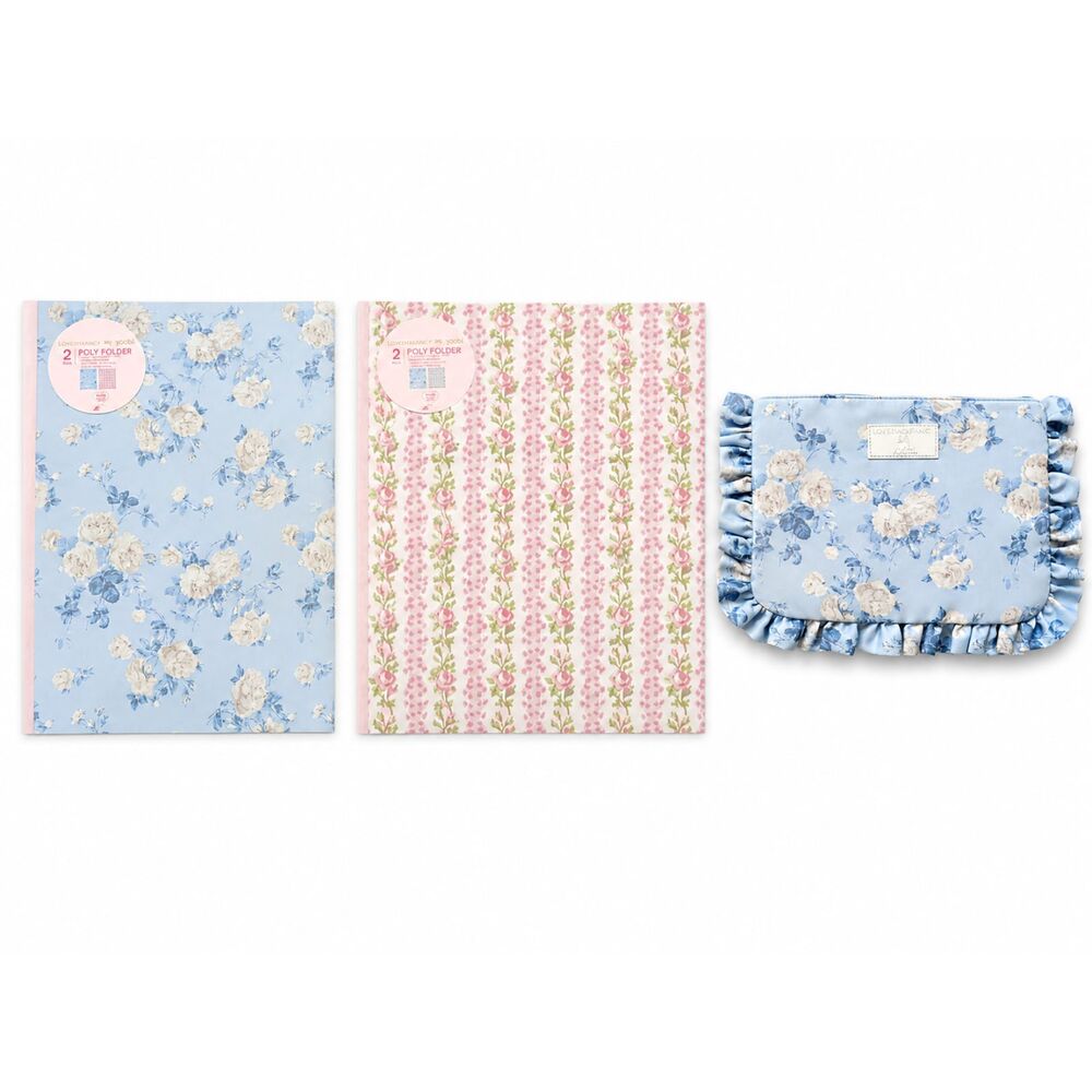 NWT LoveShackFancy x Yoobi Breezy Blue Floral Stationery Set 3 Pc